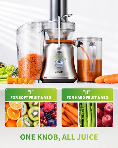GDOR 1300W Powerful Juicer Machines with Larger 3.4" Feed Chute 56oz Jug