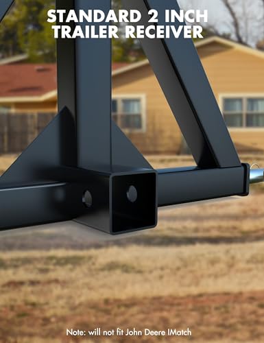 3 Point Trailer Hitch with 2" Receiver, Category 1 Tractor Drawbar Adapter-Black with Gloves