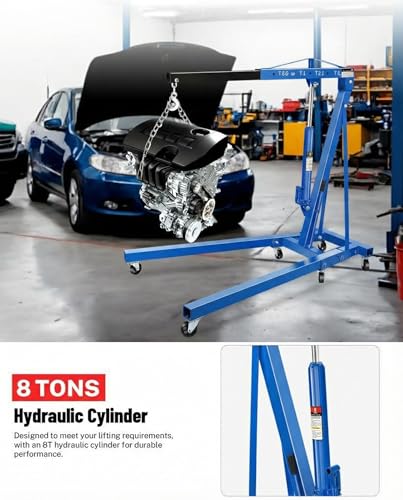 Garvee 2 Ton Engine Hoist Cherry Picker, 4400 Lbs, Foldable - color: Blue, size: Engine Hoist