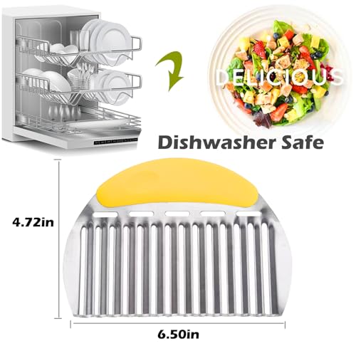 JAYVAR Large Crinkle Cutter, Stainless Steel Vegetable Wavy Chopper - color: Yellow