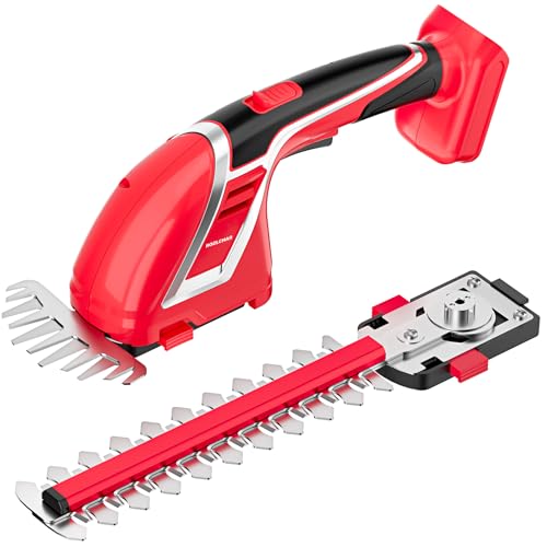 2-in-1 Hedge Trimmer Compatible for Milwaukee 18V, 7.9" & 4.7" Blades - color: Red