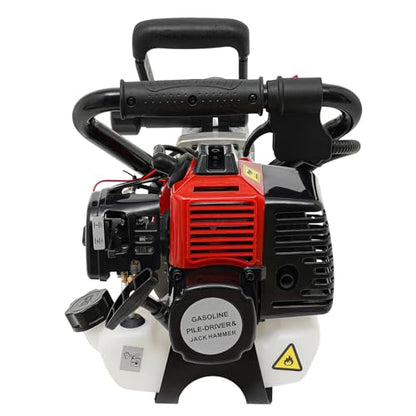 2-Stroke Gas Powered Pile Driver, 32.7CC 1000W Portable Petrol Piledriver Garden Fencing Tool Farm Piling Driver Air Cooling Single-Cylinder 0.9L Fuel Tank for Farmland Guardrails, Vegetable Planting - size: 32.7CC 1000W
