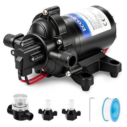 ECO-WORTHY RV Water Pump 12Volt 3.5GPM 50PSI 12V Fresh Diaphragm Pump with Pressure Switch and Self-Priming for RV Yacht Garden Sprayer Food Truck - color: Black 2