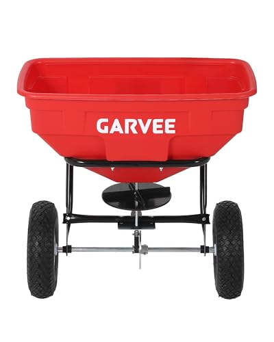 Tow Behind Broadcast Spreader, 125L, 30 Settings, 9.8 ft Spread, Red - color: Red
