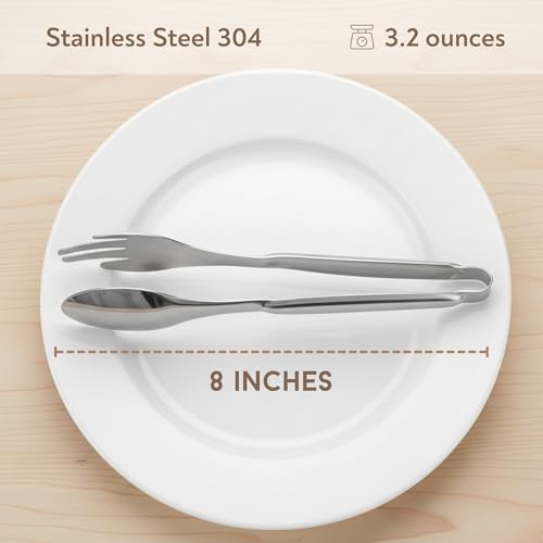 2 Pack Stainless Steel Serving Metal Tongs, 8 Inch Fork Tongs