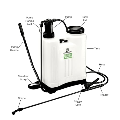 4‑Gallon Backpack Sprayer with 4 Nozzles – Manual Pump, 12 PSI, 66" Hose