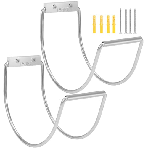 Garden Hose Holder Wall Mounted,304Stainless Steel Solid Hook Holds Up to 150Ft - Chrome - color: Silver-2