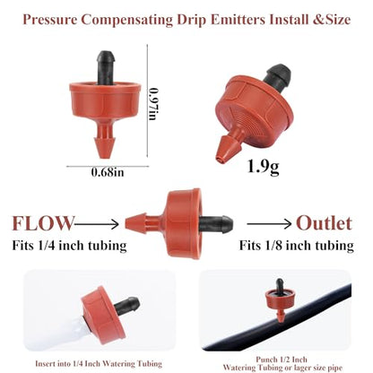 FULAIERGD1 GPH Pressure Compensating Drip Emitters,200Pcs Spot Drippers - color: 1 GPH 200PCS