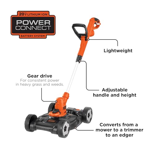 BLACK+DECKER 3-in-1 String Trimmer/Edger & Lawn Mower, 6.5-Amp, 12-Inch, Corded (MTE912)