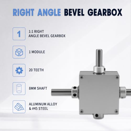90 Degree Right Angle Bevel Gearbox 1:1 Forward Reverse Double Output Shaft - size: 8mm 2 Forward Reverse Output