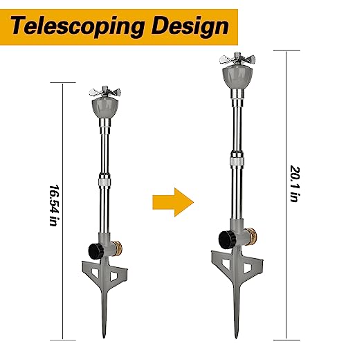 Lawn Sprinkler for Yard, 100% Metal Water Sprinkler with Heavy Duty Spike Base, 360 Degree Watering for Lawn, Garden