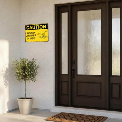 Caution Wood Chipper In Use Vintage Metal Sign 8x12 Inch