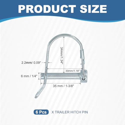 Trailer Coupler Pin, Pto Shaft Locking Hitch Pin W Ear - Fitting for (Farm Trailers - Wagons Towing - Garden Lawn Equipment - Hitches) 1/4" x 1-3/8" & 6 Pcs & Carbon Steel - size: 1/4" x 1-3/8"
