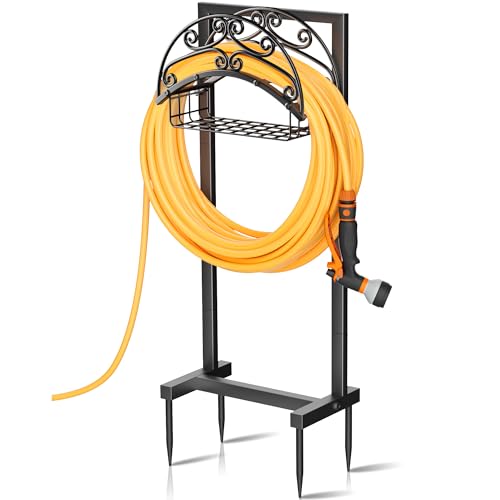 Gayuteay Garden Water Hose Holder with Storage Basket for Outside