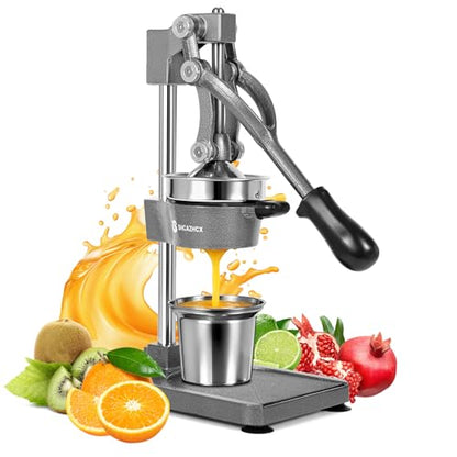 Cast Iron Manual Citrus Juicer Press, Heavy Duty Fruit Squeezer - color: Silver