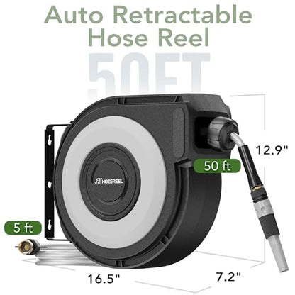 Wall Mount Retractable Garden Hose Reel 1/2" x 50 ft