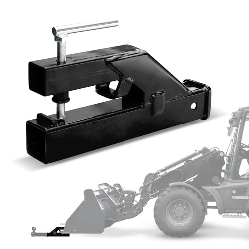 Clamp On Trailer Hitch Receiver 2 Inch Ball Mount Adapter for Tractor Bucket Fits All 2" Hook Inserts, Black