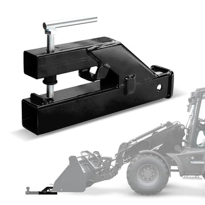 Clamp On Trailer Hitch Receiver 2 Inch Ball Mount Adapter for Tractor Bucket Fits All 2" Hook Inserts, Black