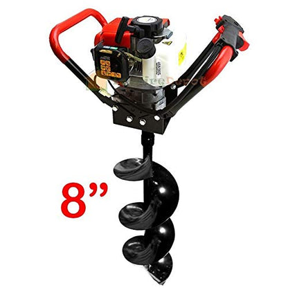 XtremepowerUS Post Hole Digger Gas-Powered 55CC 2-Stroke V-Type Engine With Digging Auger (Include 6" and 10" inch Auger Bit Bundle)