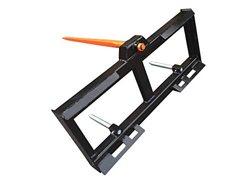 Skid Steer Attachment, 49" Hay Bale Spear & Stabilizer Spikes, Rated 3000 LB, Quick Attach - size: 49"