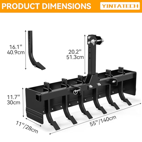 YINTATECH 55" Three Point Box Scraper, Tractor Box Blade for Cat1