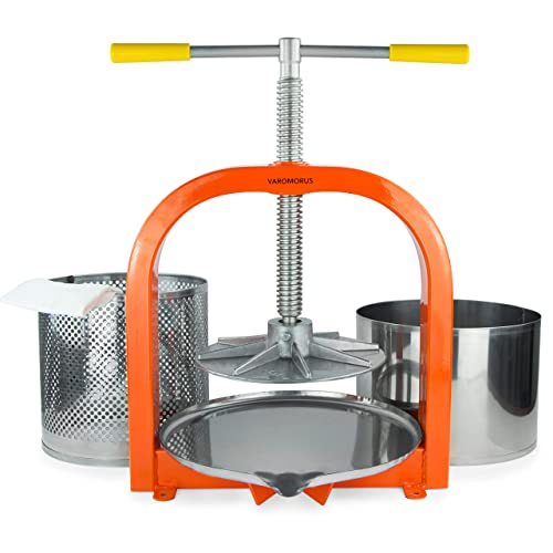 Varomorus Stainless Steel Wine Fruit Press for Apple, Grape, Berries, Honey, Manual Crusher Juice Maker (10L / 2.6 Gal) - size: 10L / 2.6 Gal