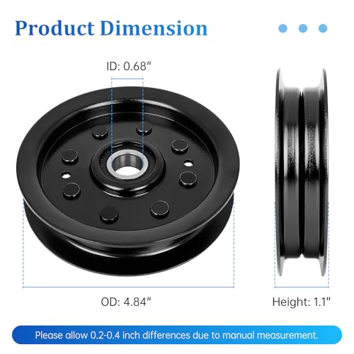 UP2WIN 1-603843 Idler Pulley 132-4718 Compatible with Toro ZX5400 Z5200 Titan ZX4800 TimeCutter, 116-3626 Flat Idler Pulley Compatible with Ex Mark Lazer Z HP Mowers, Replace 132-7543 34-302 - size: 1-603843_1pc