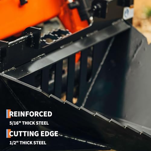5/16” Economy Series Stump Bucket Attachment, Serrated Leading Edge, Black