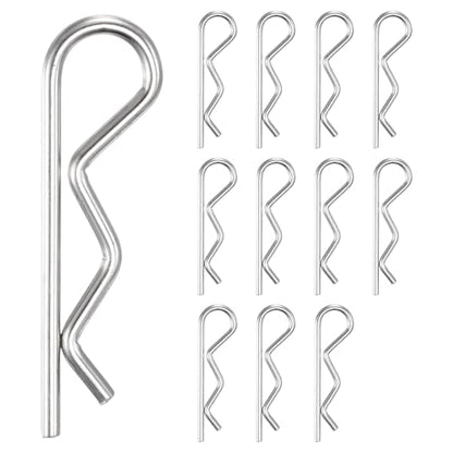 M METERXITY 12 Pcs Hitch Pin, M3 x 65mm 304 Stainless Steel Trailer Hitch Pin Clips R Clips Cotter Pins for Tractor/Lawn Mower/Trucks/Engine Repair, Hardware Pins Lock System [Silver] - size: M3 x 65mm