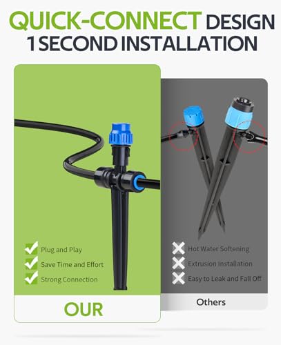 HIRALIY 59FT Drip Irrigation Kit with Water Timer, Quick-Connect - size: 59 feet