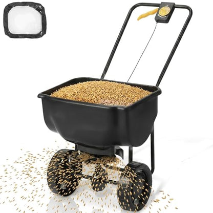 Outvita Fertilizer Spreader, 70 LBS, All Season Broadcast Spreader, Black