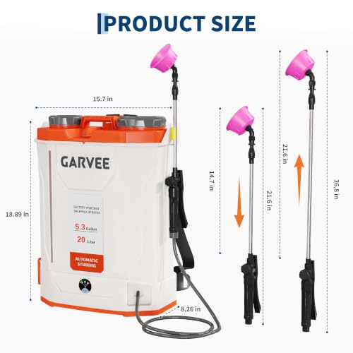 Garvee Battery Powered Backpack Sprayer 5.3 Gallon - color: 5.3 Gallon
