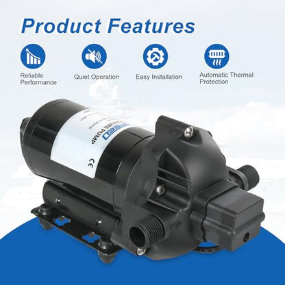 RV Water Pump, 115V AC 4.0 GPM 45 PSI, Self-Priming Diaphragm Pressure Pump - size: 4.0-115V-45