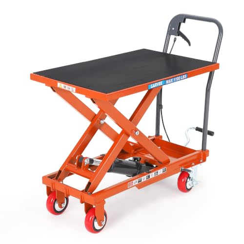 Hydraulic Lift Table Cart, 500Lbs Capacity 28.5" Lift Height - color: Orange