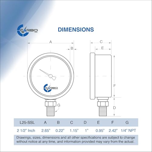 Compound Pressure Gauge -30 inHg to 60 PSI, Liquid Filled, 2.5" Dial, 1/4 NPT Lower Mount, 304 Stainless Steel Case, Brass Wetted Parts, PSI/inHg - ASME B40.1 Grade A - size: -30inHg / 0 / +60Psi, style: NIST TRACEABLE