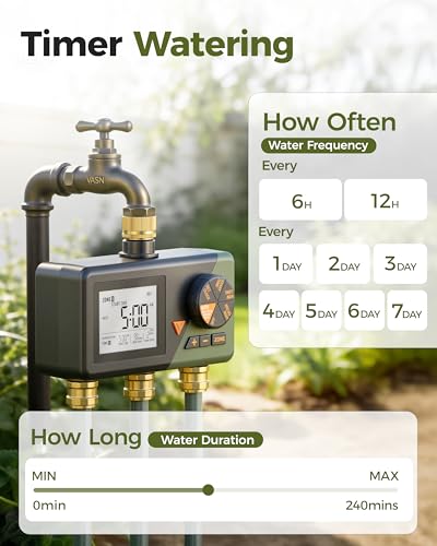 Diivoo Brass 3 Zone Sprinkler Timer, Programmable Hose Timers for Watering - size: 3 Outlets