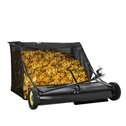 Patikuin 44-Inch Tow Behind Lawn Sweeper with 12 Cu.ft Capacity - Adjustable Height Leaf & Grass Catcher for Tractor, ATV, UTV - Easy Dump Rope, Heavy Duty Yard Cleaning Equipment for Large Properties - size: 44inch
