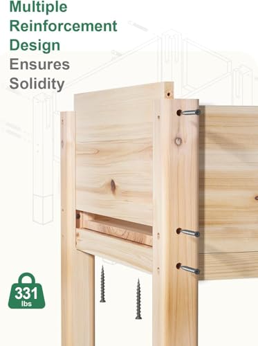 MIXC 331lb Capacity Sturdy Wooden Raised Garden Bed Outdoors with Legs - size: 48''L * 24''W