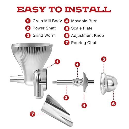 KITOART All Metal Grain Mill Attachment for Kitchenaid Stand Mixers - color: New Upgrades