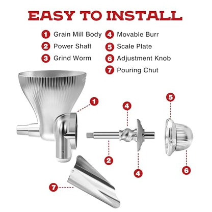 KITOART All Metal Grain Mill Attachment for Kitchenaid Stand Mixers - color: New Upgrades