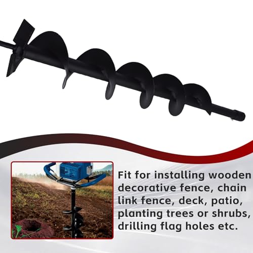 findmall Earth Auger Drill Bits 4" 6" 8" 10" 12" for Gaseous Fluid Powered Post Fence Hole Digger - size: 4inch