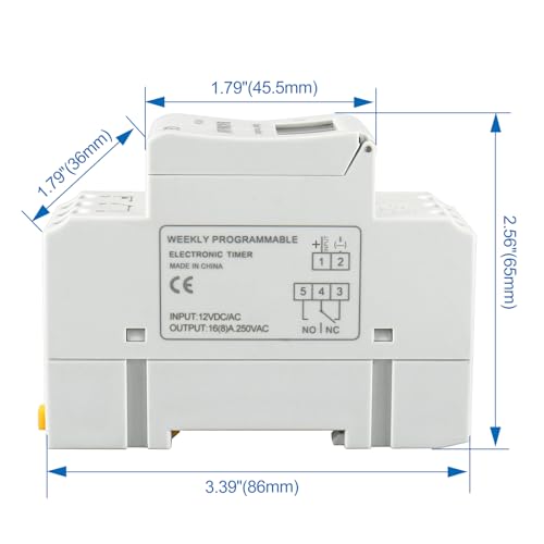 BAOMAIN THC15A 12V Digital Programmable Timer Switch,16A Weekly Relay