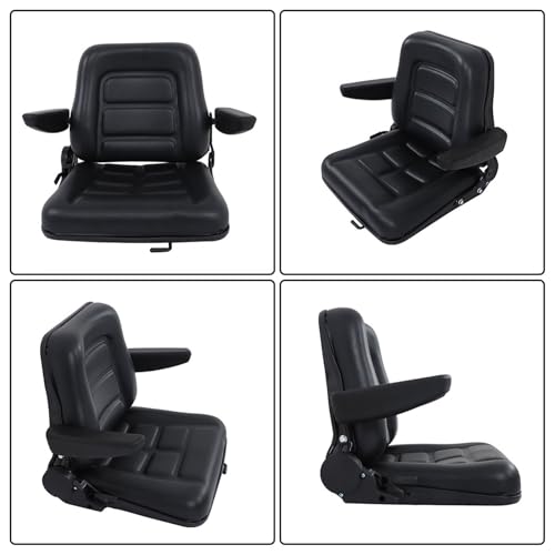 GXYWADY Universal Fold Down Adjustable Angle Back Forklift Seat Replacement for Tractor Excavator Skid Loader Backhoe Dozer Telehandler