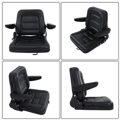GXYWADY Universal Fold Down Adjustable Angle Back Forklift Seat Replacement for Tractor Excavator Skid Loader Backhoe Dozer Telehandler