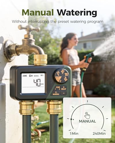 Diivoo Brass Hose Timer 2 Outlet, Sprinkler Timer for Garden Hose - size: 2 Zone