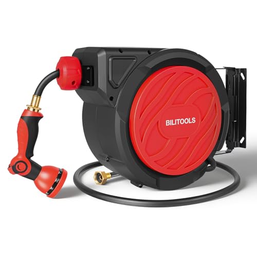 BILITOOLS Retractable Garden Water Hose Reel, 1/2" x 50 ft Wall Mount - size: 1/2" x 50FT