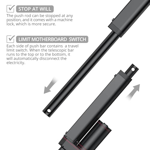 Justech 330LBS/1500N-6inch/150mm 12V Linear Actuator with Bracket, Black - size: 1500N 150mm