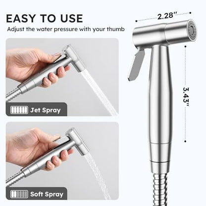Arofa 3 Pack Handheld Bidet Sprayer for Toilet, Adjustable Water Pressure - color: Brushed Nickel, size: 3 Pack