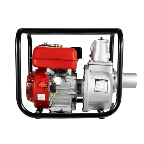 7.5HP Gasoline Water Pump 3 Inch 4-Stroke 196CC High Flow Irrigation Pump Air-Cooled Engine Portable Farm Garden Water Transfer Pump for Heavy Duty Water Movement