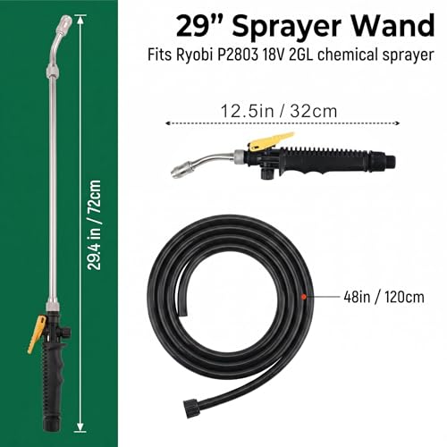 Replacement trigger Sprayer Wand for Ryobi OEM 29"" # 307479001 Compatible models P2800,P2800A,P2810,P2803, P2803A, Sprayer Trigger Wand & Hose